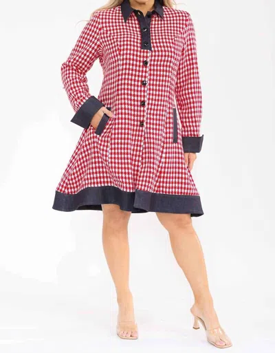 Karen T Design Plaid Coat Dress In Pink In White