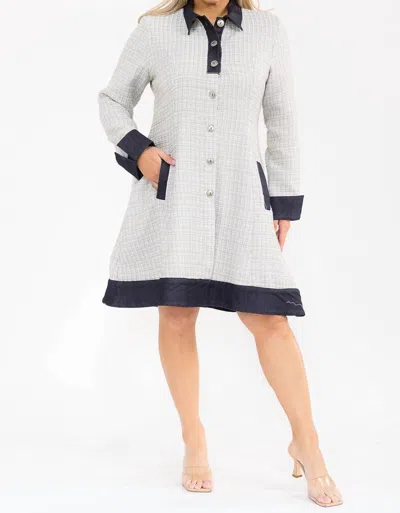 Karen T Design Plaid Coat Dress In White