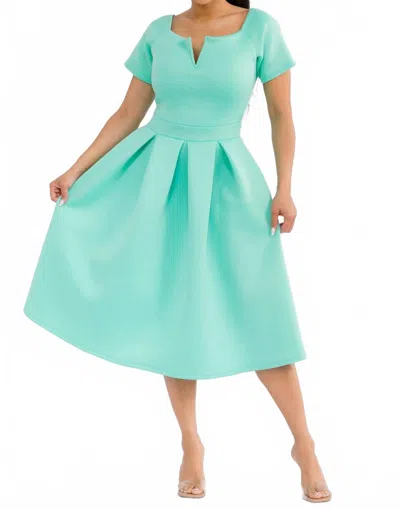 Karen T Design Pleated Midi Dress In Green