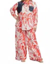 Karen T Design Pocket Patch Shirt And Wide Leg Pants In Multicolor In Red