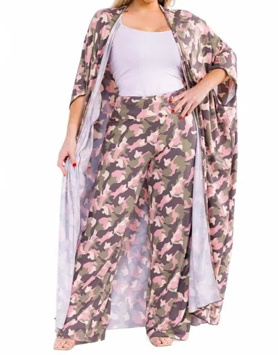 Karen T Design Print Two Piece Pants Set In Camo In Multi