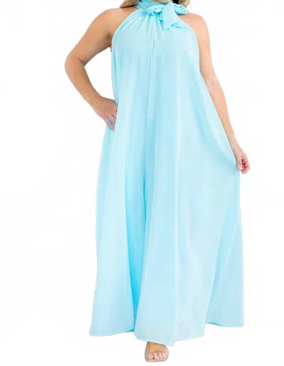 Karen T Design Solid Color Halter Jumpsuit In Blue