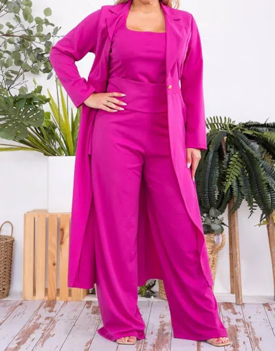 Karen T Design Solid Three-piece Set In Fuchsia In Pink