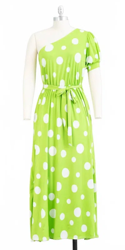 Karen T Design Women's Belted One Shoulder Dress In Yellow Green