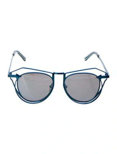 Pre-owned Karen Walker Aviator Mirrored Sunglasses In Black