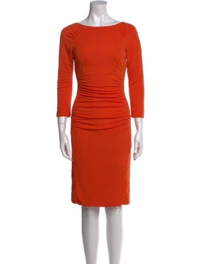 Pre-owned Karen Walker Bateau Neckline Knee-length Dress In Orange