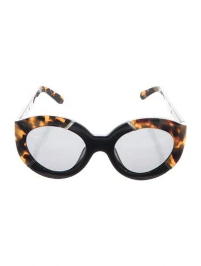 Pre-owned Karen Walker Cat-eye Mirrored Sunglasses In Black