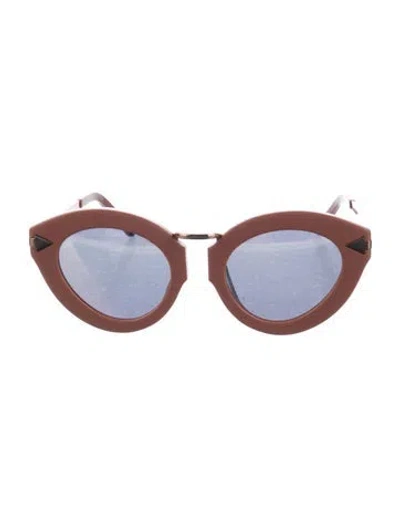 Pre-owned Karen Walker Cat-eye Mirrored Sunglasses In Pink