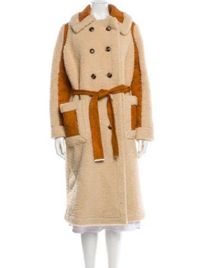 Pre-owned Karen Walker Colorblock Pattern Faux Fur Coat In Neutral
