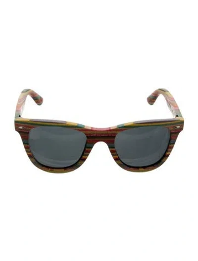 Pre-owned Karen Walker Faka Wood Wayfarer Sunglasses In Multi