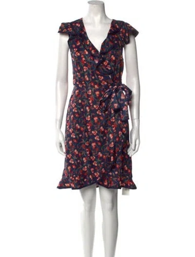 Pre-owned Karen Walker Floral Print Knee-length Dress In Blue