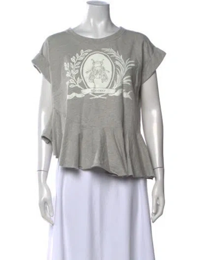 Pre-owned Karen Walker Graphic Print Crew Neck Crop Top In Grey