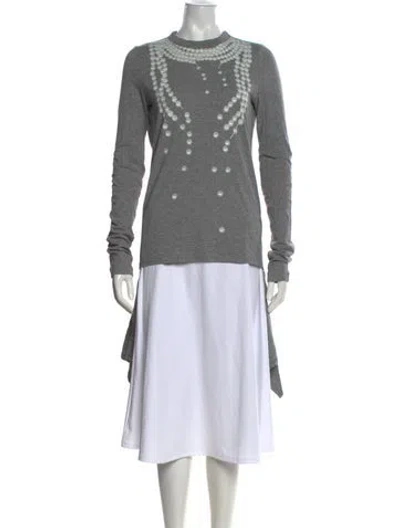 Pre-owned Karen Walker Graphic Print Crew Neck Top In Gray