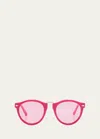 Karen Walker High Bridge Metal & Acetate Round Sunglasses In Fuchsia Gold