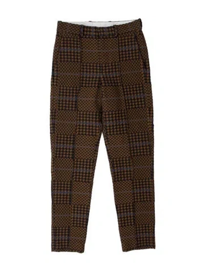Pre-owned Karen Walker Houndstooth Print Straight Leg Pants In Brown