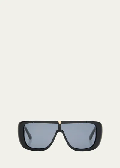 Karen Walker Logo Acetate Shield Sunglasses In Black