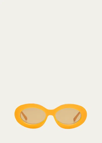 Karen Walker Monochrome Acetate Oval Sunglasses In Marigold Multi
