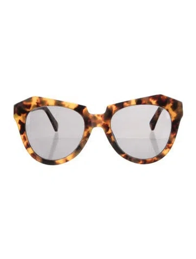 Pre-owned Karen Walker Oversize Mirrored Sunglasses In Brown