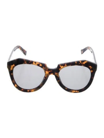 Pre-owned Karen Walker Oversize Mirrored Sunglasses In Brown