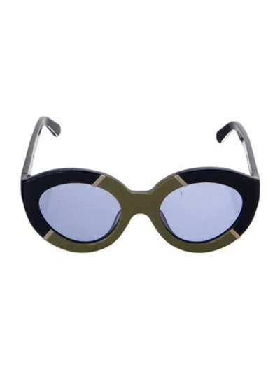Pre-owned Karen Walker Oversize Tinted Sunglasses In Black/green