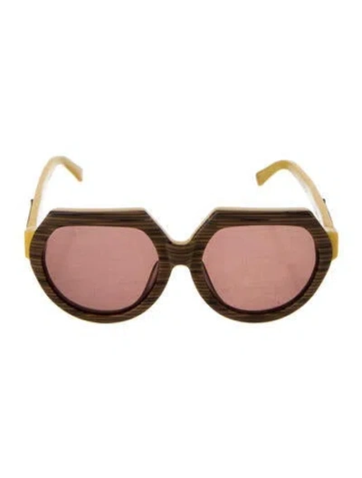 Pre-owned Karen Walker Oversize Tinted Sunglasses In Yellow