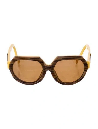 Pre-owned Karen Walker Oversize Tinted Sunglasses In Yellow