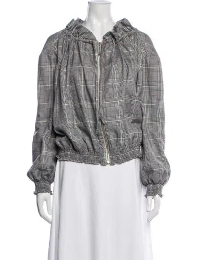 Pre-owned Karen Walker Plaid Print Bomber Jacket In Black