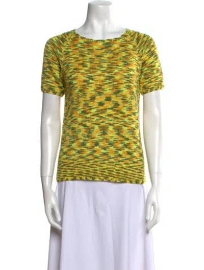 Pre-owned Karen Walker Printed Scoop Neck Sweater In Yellow