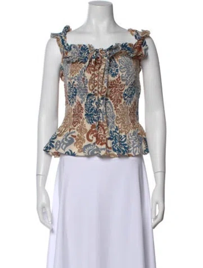 Pre-owned Karen Walker Printed Square Neckline Top W/ Tags In Multi