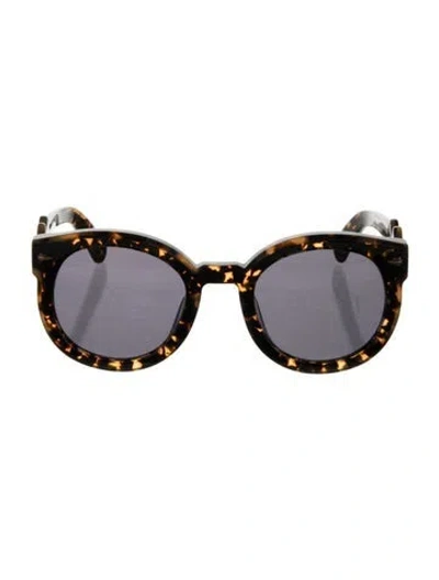 Pre-owned Karen Walker Round Mirrored Sunglasses In Brown