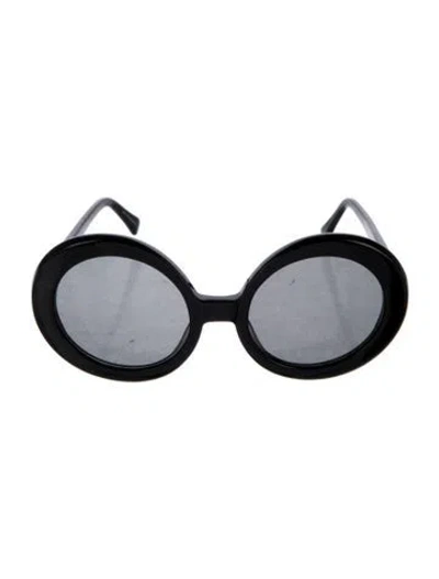Pre-owned Karen Walker Round Tinted Sunglasses In Black