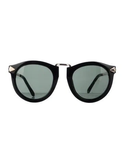 Pre-owned Karen Walker Round Tinted Sunglasses In Black