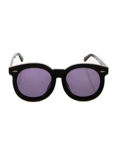 Pre-owned Karen Walker Round Tinted Sunglasses In Black