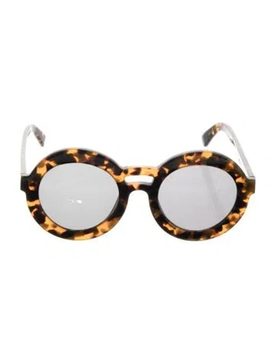 Pre-owned Karen Walker Round Tinted Sunglasses In Brown
