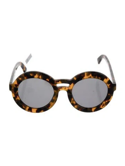 Pre-owned Karen Walker Round Tinted Sunglasses In Brown