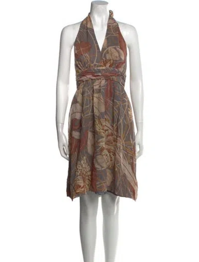 Pre-owned Karen Walker Silk Knee-length Dress In Gray