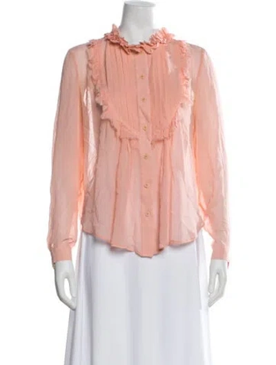 Pre-owned Karen Walker Silk Long Sleeve Blouse In Pink