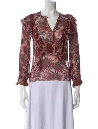 Pre-owned Karen Walker Silk Printed Blouse In Multi