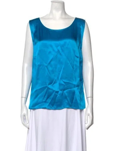 Pre-owned Karen Walker Silk Scoop Neck Top In Blue