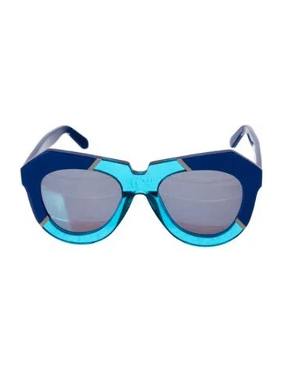 Pre-owned Karen Walker Square Tinted Sunglasses In Blue