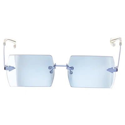 Karen Walker The Bird Arrow Side Handmade Tint Square Sunglasses In Blue