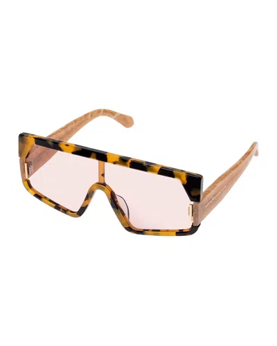 Karen Walker Vorticist Acetate Shield Sunglasses In Brown