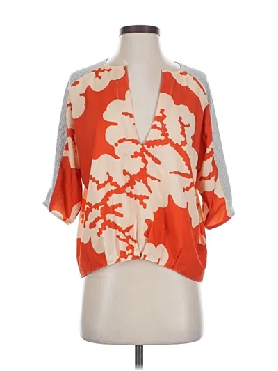 Pre-owned Karen Zambos Short Sleeve Blouse In Orange