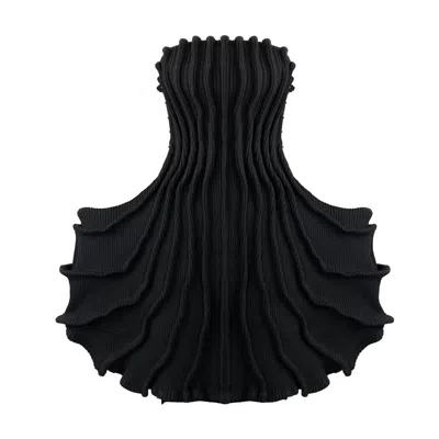 Kargede Women's Allure – Black Rib Knit Mini Dress