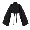 Kargede Women's Black Rib Knit Sweater – Oversized Fit, Cropped Length In Black