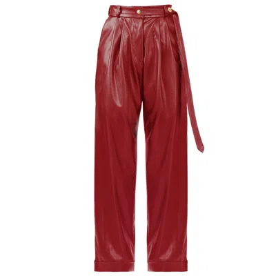 Kargede Women's Bassline – Red Vegan Leather Straight-leg Pants