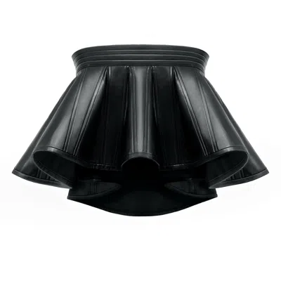 Kargede Women's Black Designer Leather Crop Top - Structured