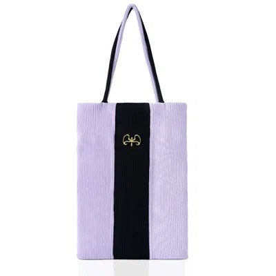 Kargede Women's Black / Purple Lilac Black Knit Tote Bag – Designer Bag, Large In Multi