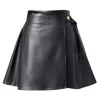 Kargede Women's Black Vegan Leather Wrap Skirt - Mini Length With Belt In Black