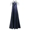 Kargede Women's Blue / Black Navy Satin Maxi Dress – Long Designer Slip Gown In Blue/black